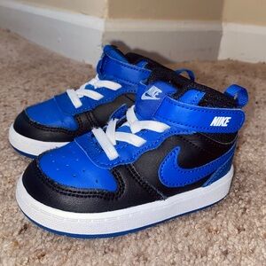 Toddler Blue and Black Nike Court Borough Mid 2, Size 6c